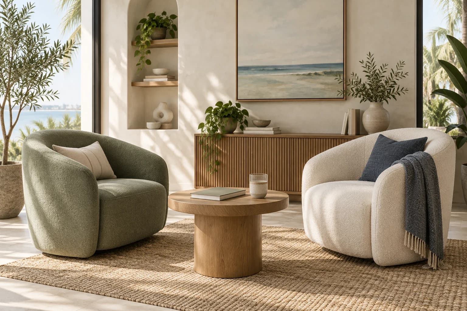 Conceptual consultation space with two comfortable chairs arranged for conversation