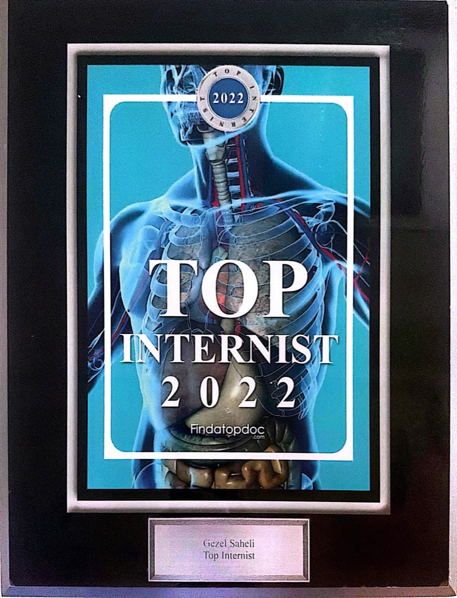 Clinical Recognition certificate for Top Internist, 2022